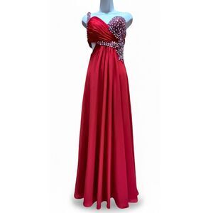 NWOT Jay Godfrey Red Beaded Chiffon Formal Gown Dress 2 Gala Pageant Occasion